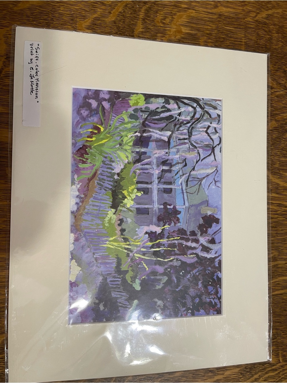 Lovely Matted Print Titled “ Swift Coles Mansion